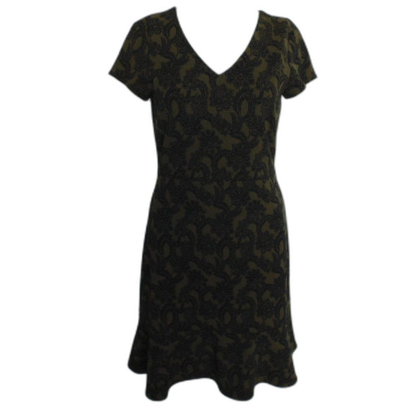 BANANA REPUBLIC FACTORY Dress, 4, Olive Floral, Ruffle hem, Short sleeve - Picture 12 of 15